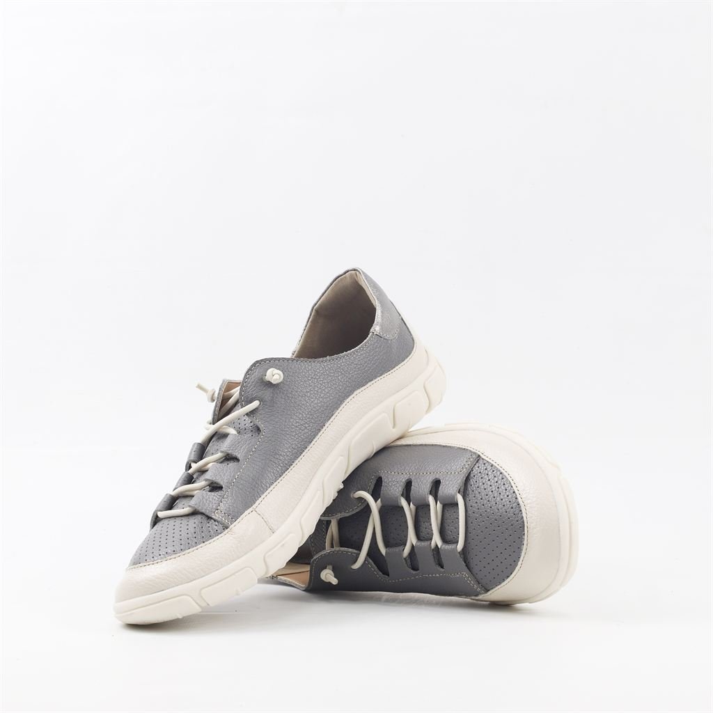 Tênis Flat Couro Conforto Grafite/Onix 4