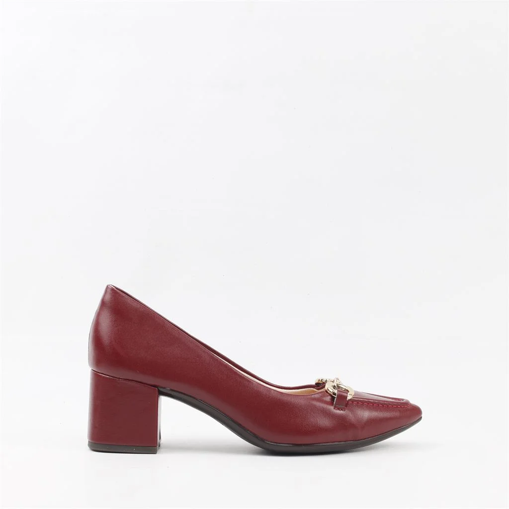 Scarpin Salto Bloco Enfeite Metal Burgundy 5