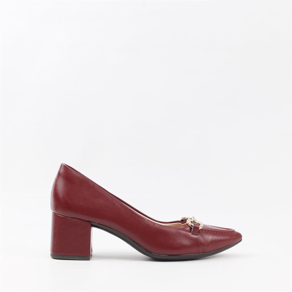 Scarpin Salto Bloco Enfeite Metal Burgundy 5