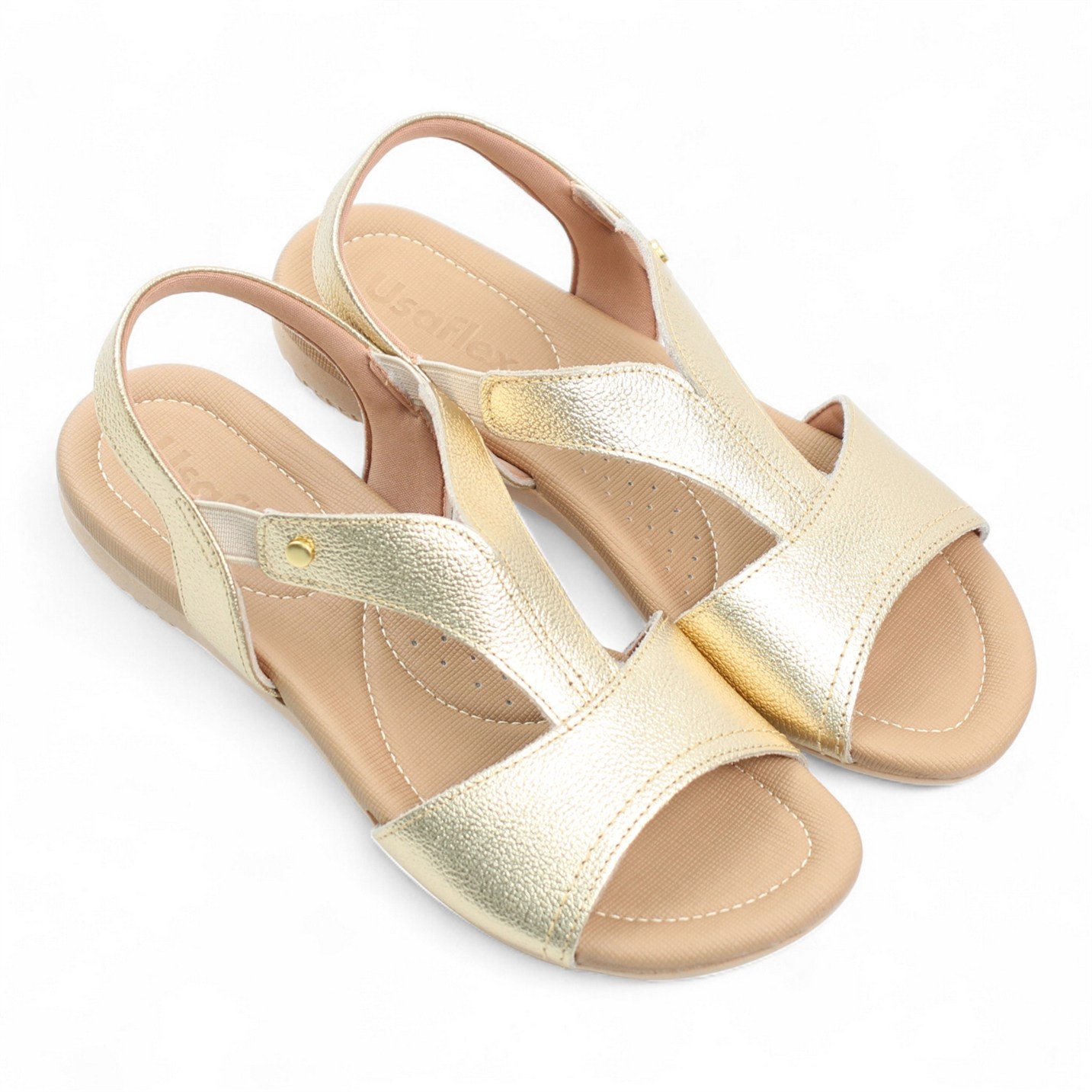 Rasteira Conforto Couro Ouro Light 2