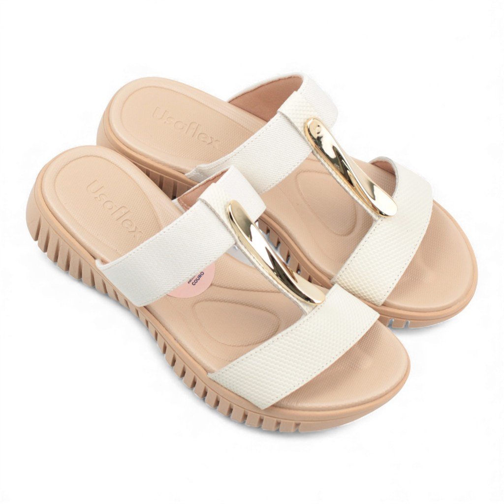 Tamanco Flatform Conforto Couro Branco 5