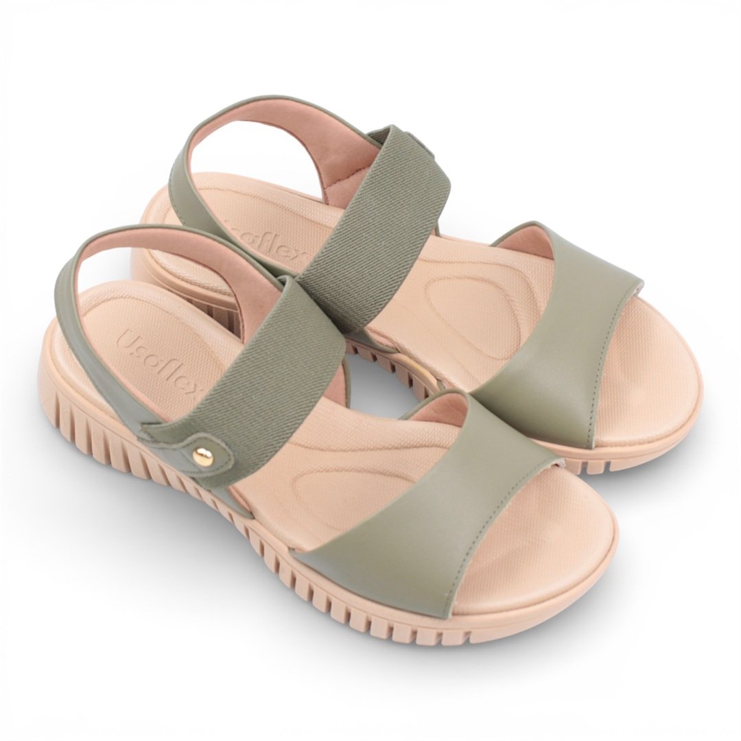 Sandália Flat Couro  Conforto Verde 3