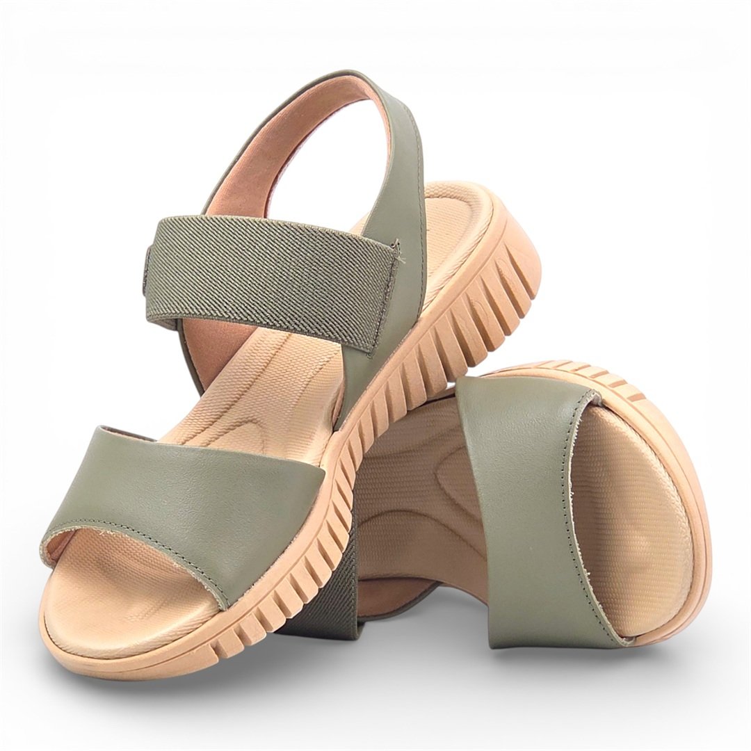 Sandália Flat Couro  Conforto Verde 4