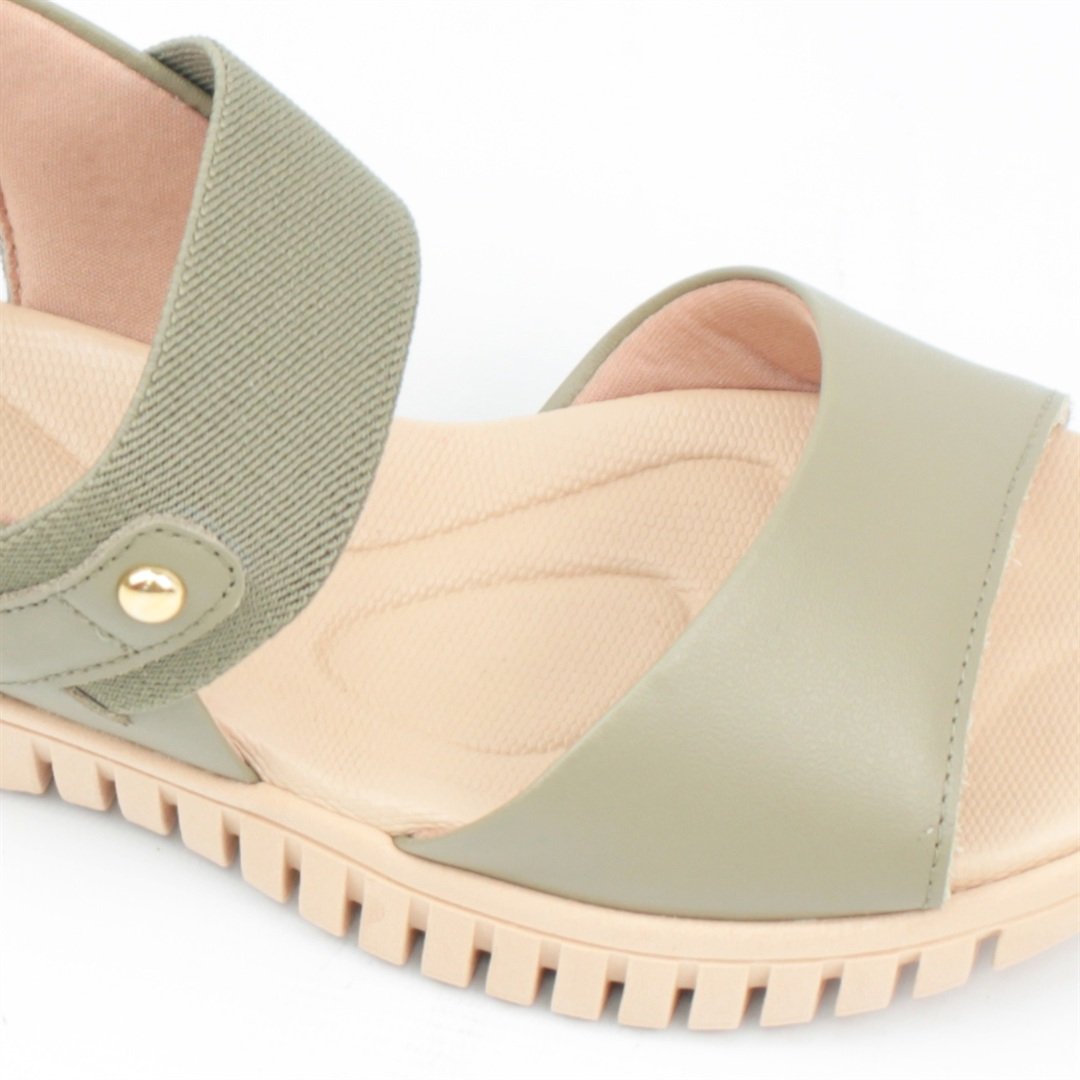 Sandália Flat Couro  Conforto Verde 5