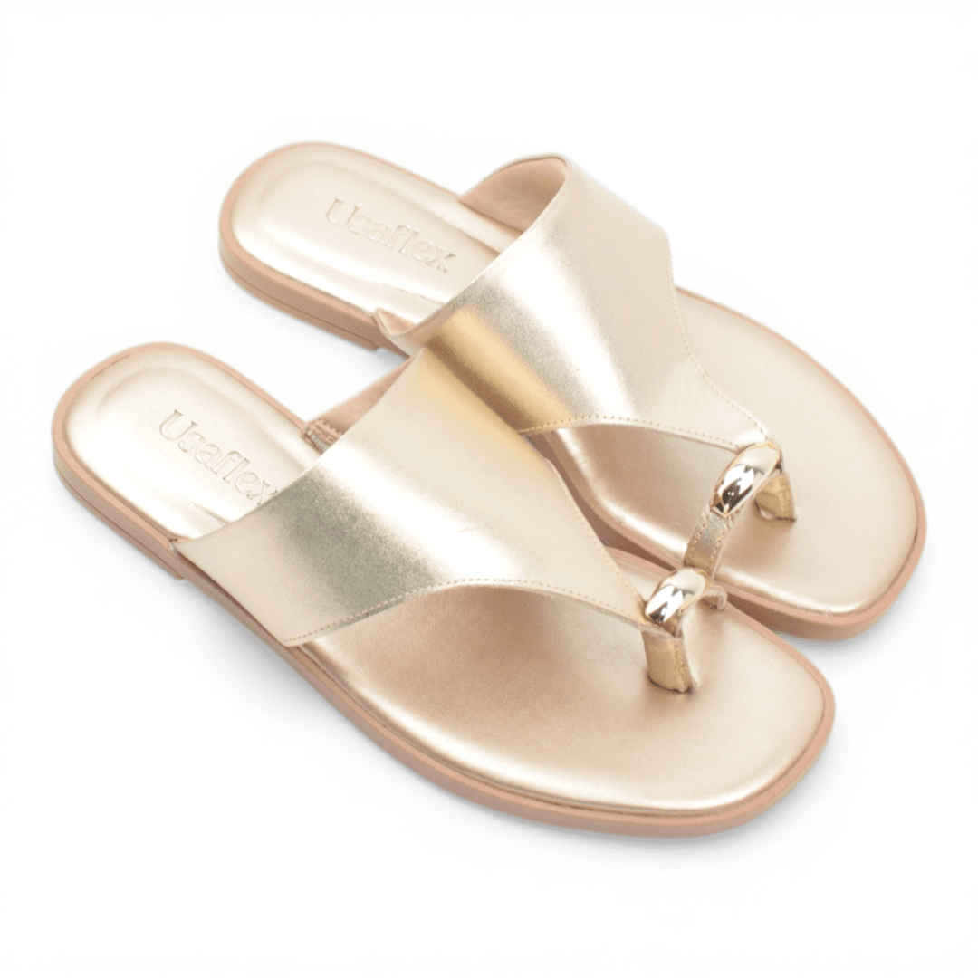Rasteira Couro Conforto Ouro Light 2
