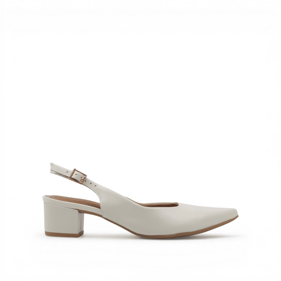 Scarpin Slingback Salto Bloco Couro