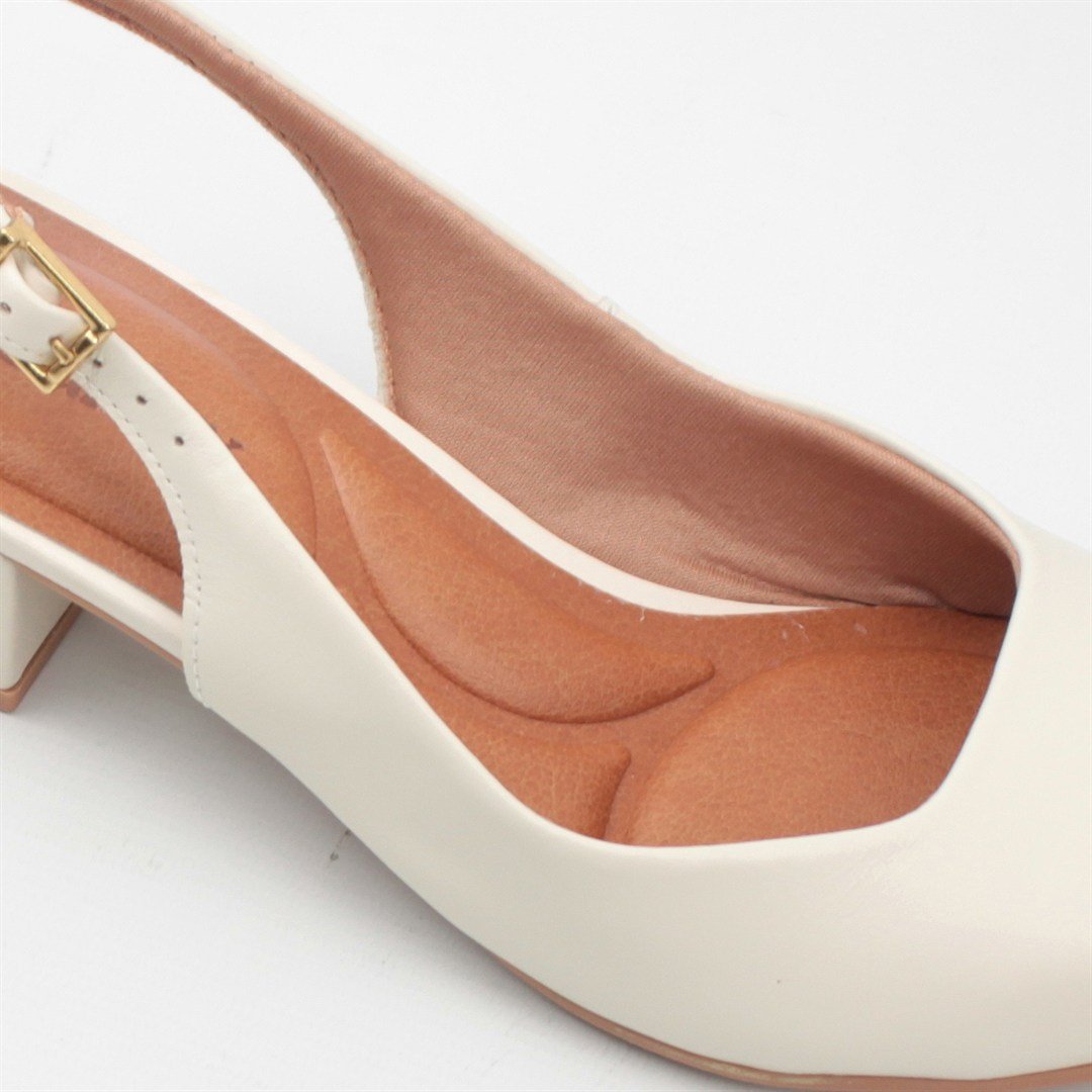 Scarpin Slingback Salto Bloco Couro Branco 2
