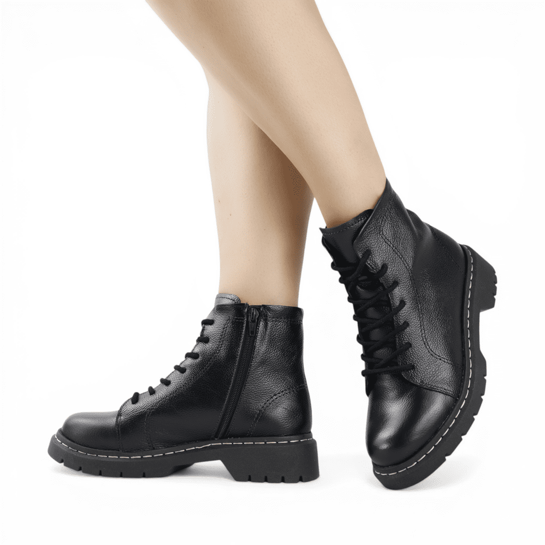 Bota Coturno Couro Preto 2