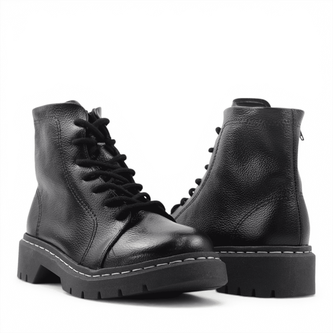 Bota Coturno Couro Preto 3