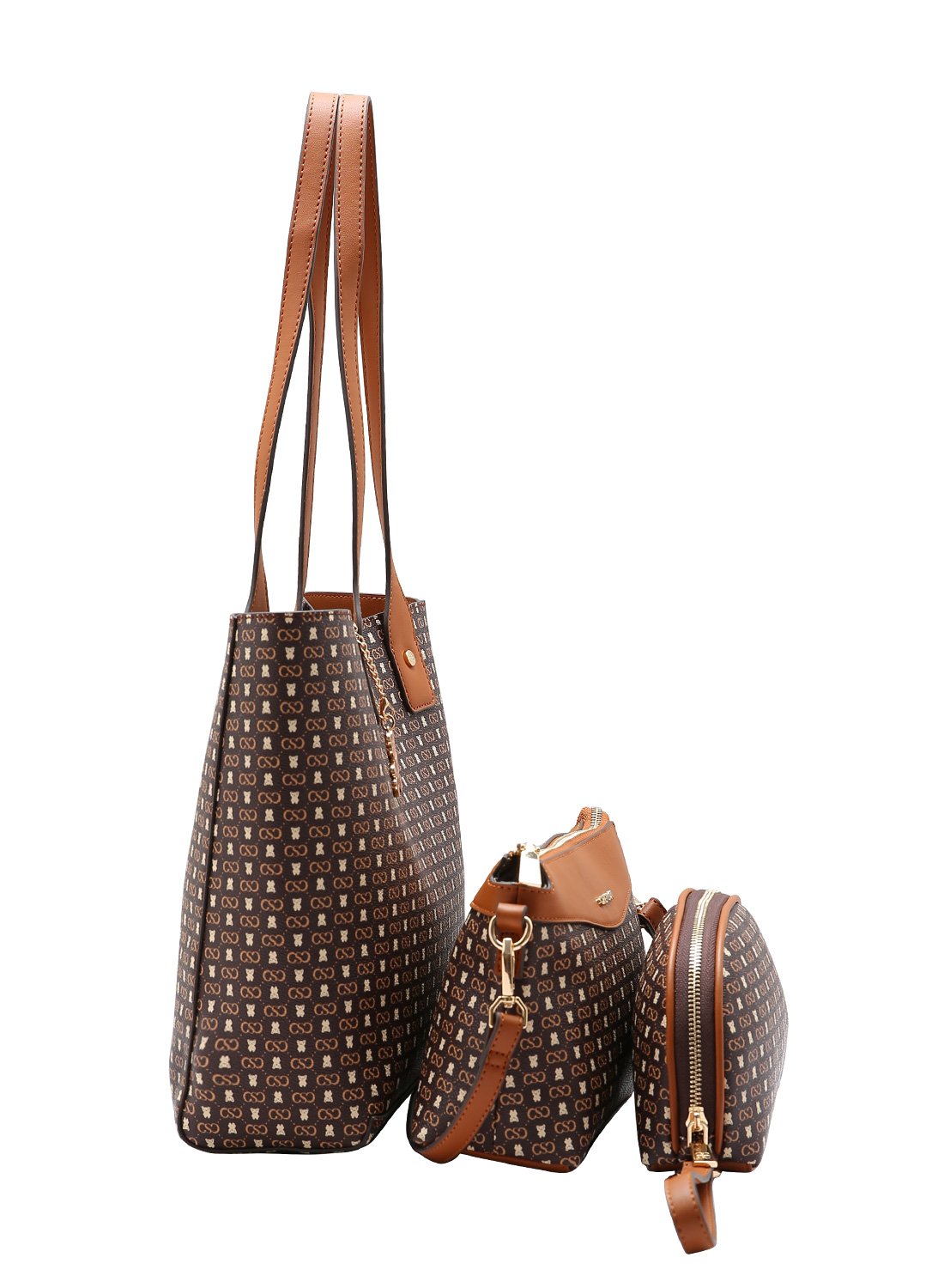 Kit Bolsa Feminina Chenson Original 3 Pecas - Cafe - Monograma Baby Urso Marrom 2