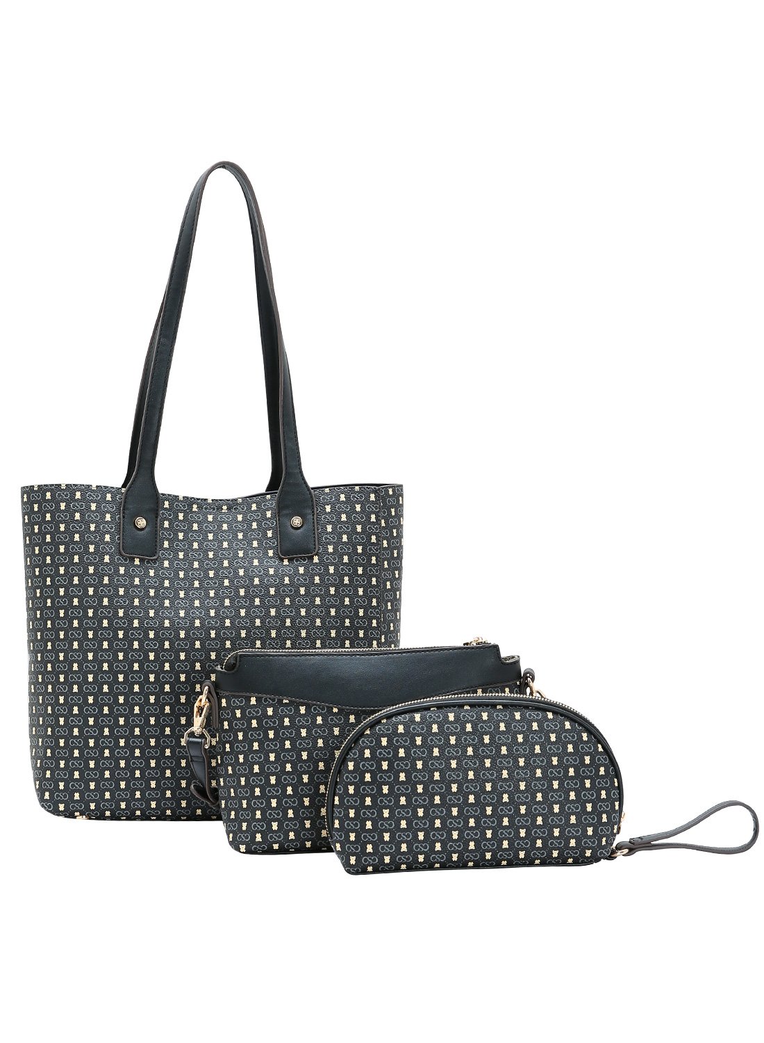 Bolsa Chenson Original - Kit 3 Pecas - Preto - Monograma Baby Urso Preto 4