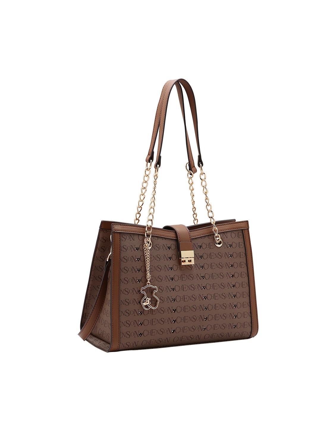 Bolsa Chenson Alca de Ombro Cafe Cristal Monograma Coracao Original