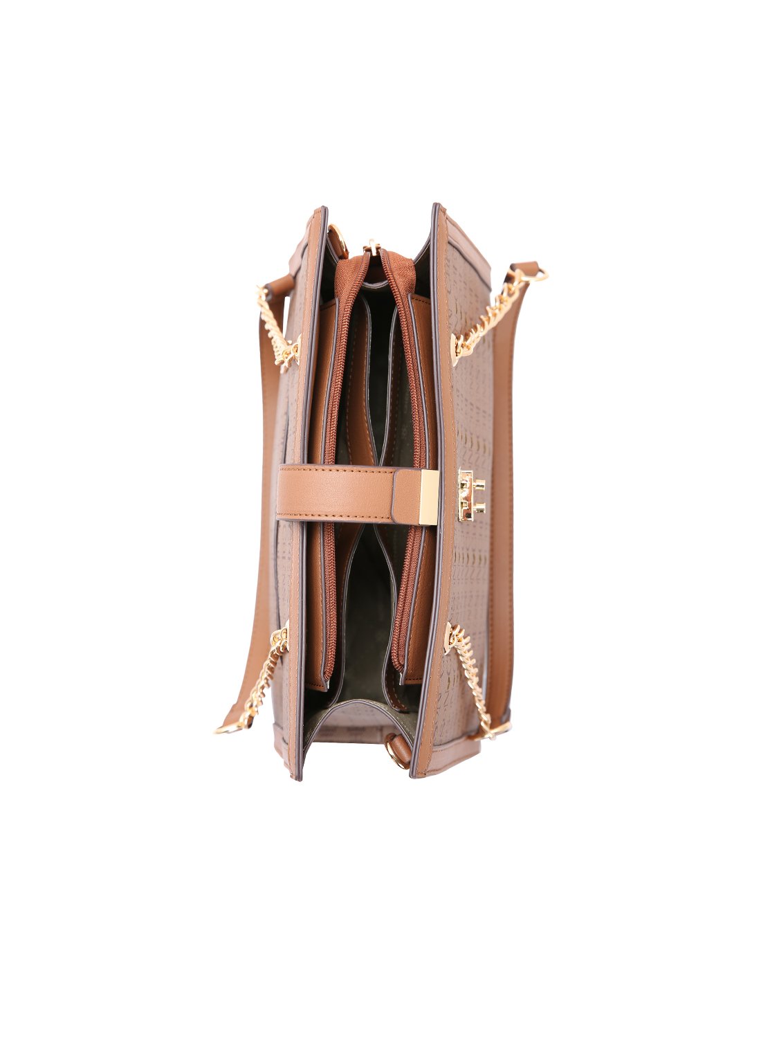 Bolsa Chenson Alca de Ombro Cafe Cristal Monograma Coracao Original Marrom 3