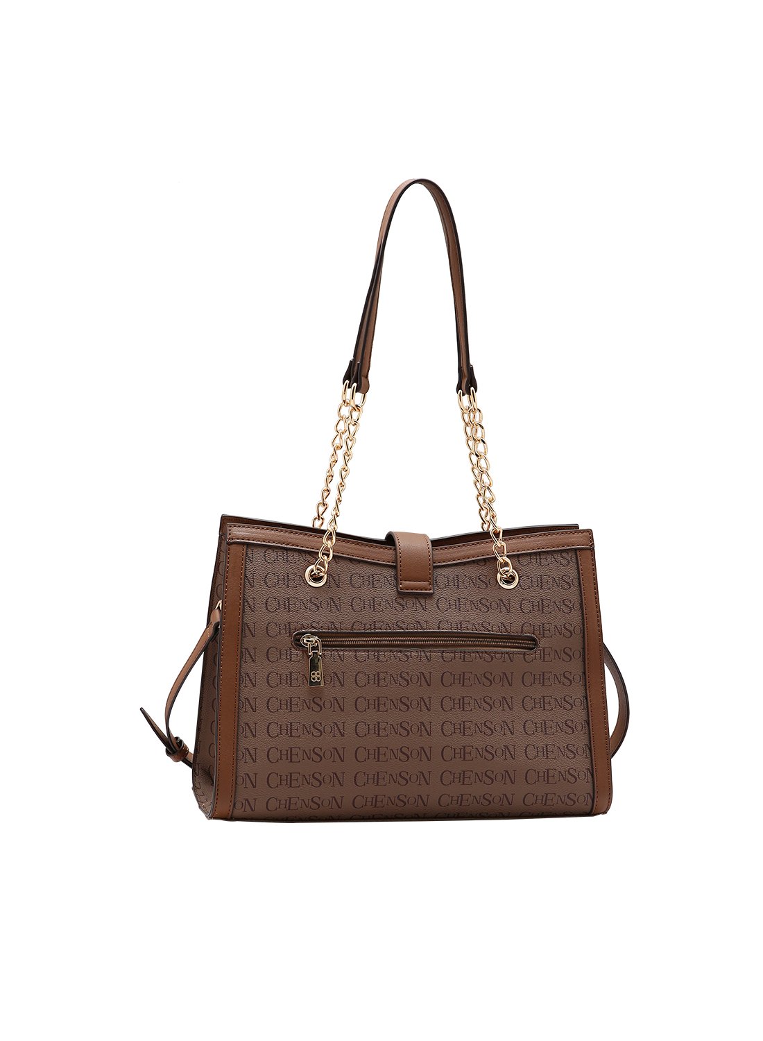 Bolsa Chenson Alca de Ombro Cafe Cristal Monograma Coracao Original Marrom 4