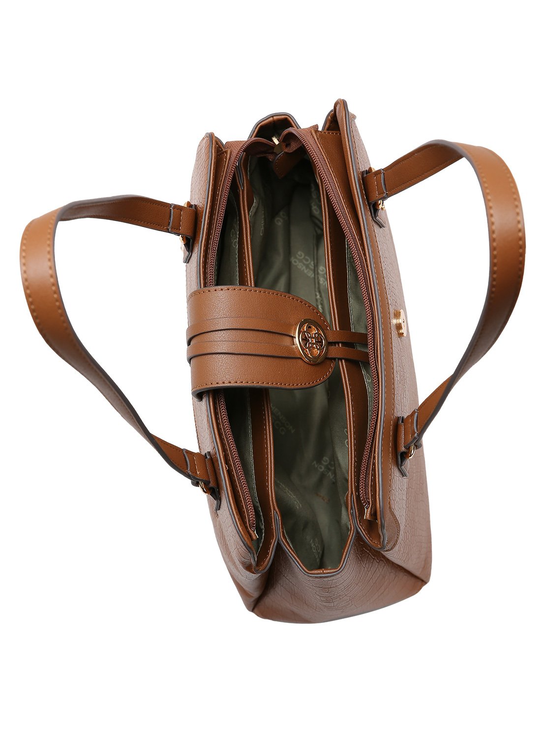 Bolsa Feminina Mini Croco Chenson Natural de Ombro Bege 5