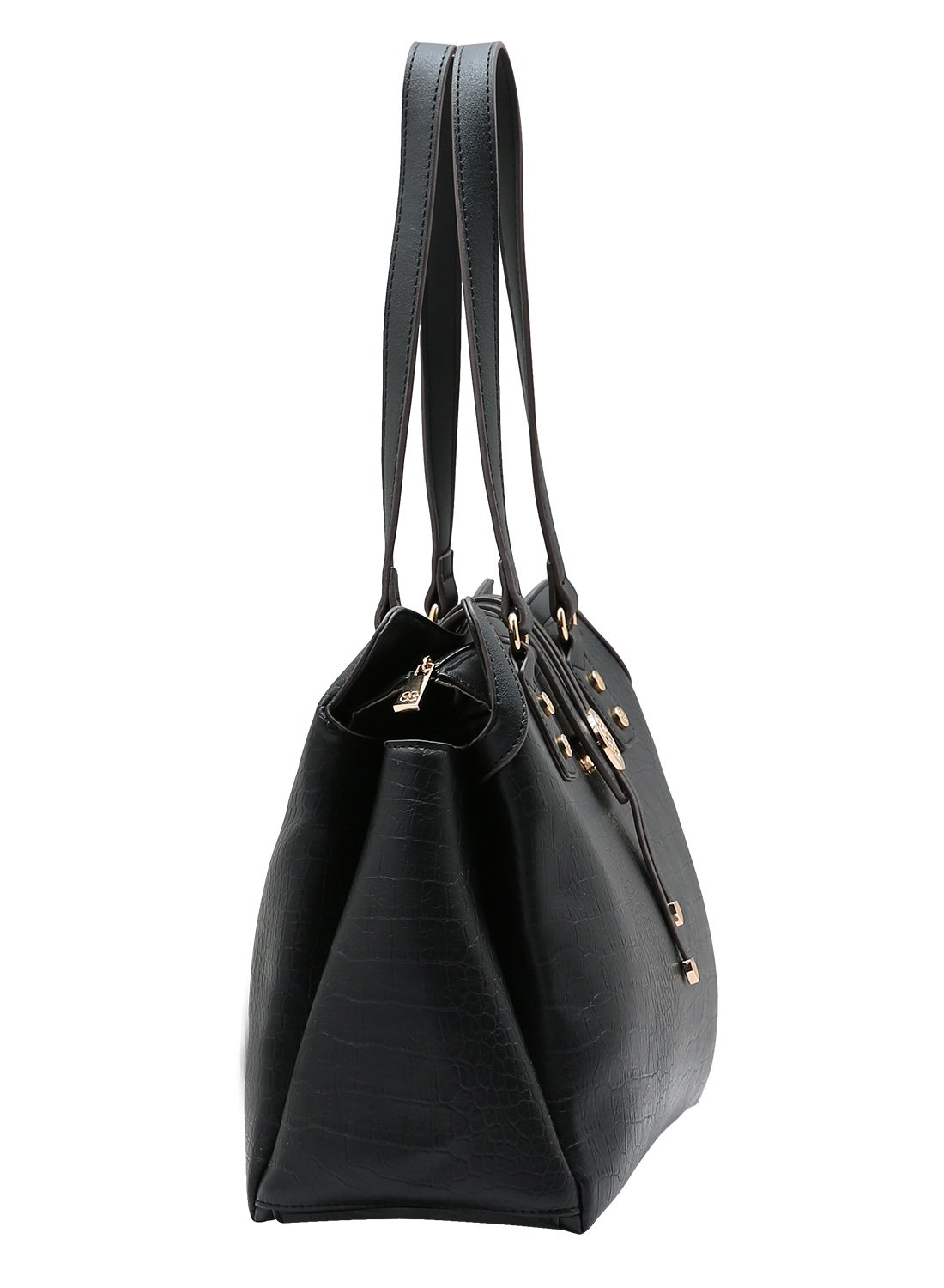 Bolsa Preta Mini Croco com Alca de Ombro Chenson Preto 2