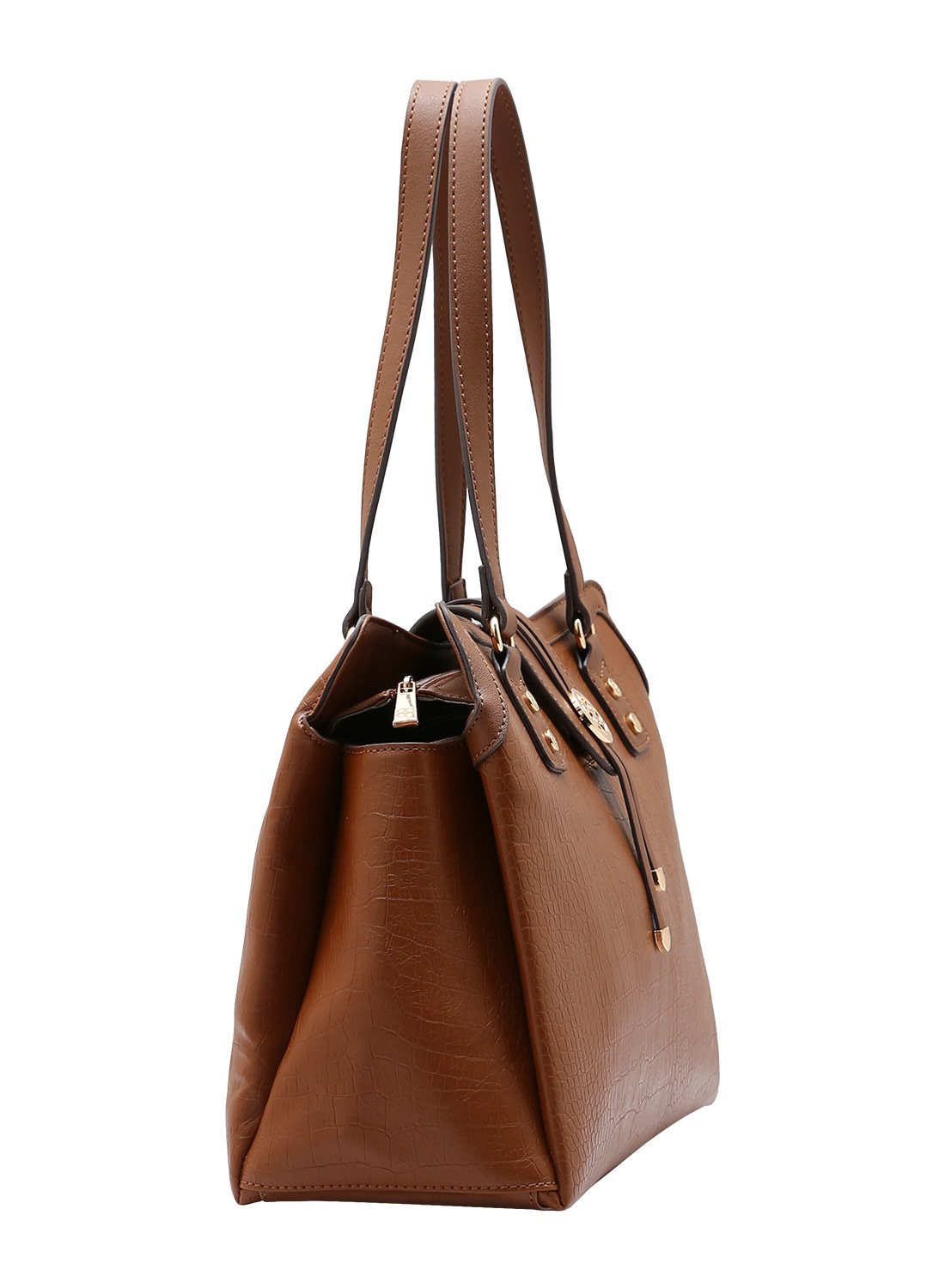 Bolsa Cafe Mini Croco com Alca de Ombro Chenson Marrom 2