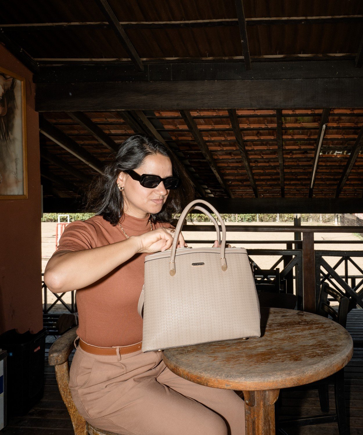 Bolsa Feminina Mini Tramas Marrom - Chenson Original Marrom 3