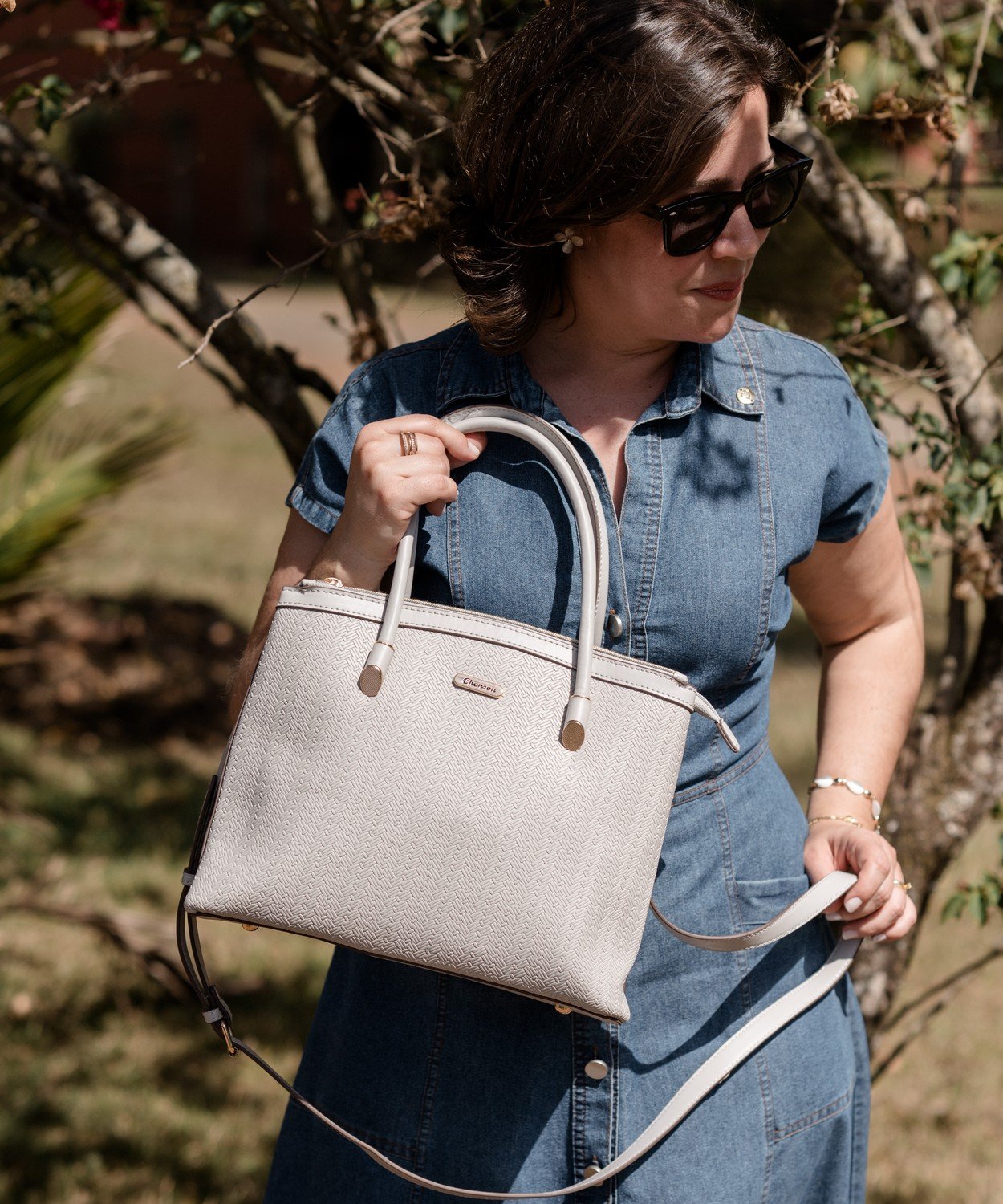 Bolsa Mini Tramas Alca de Mao - Cinza - Chenson Cinza 2