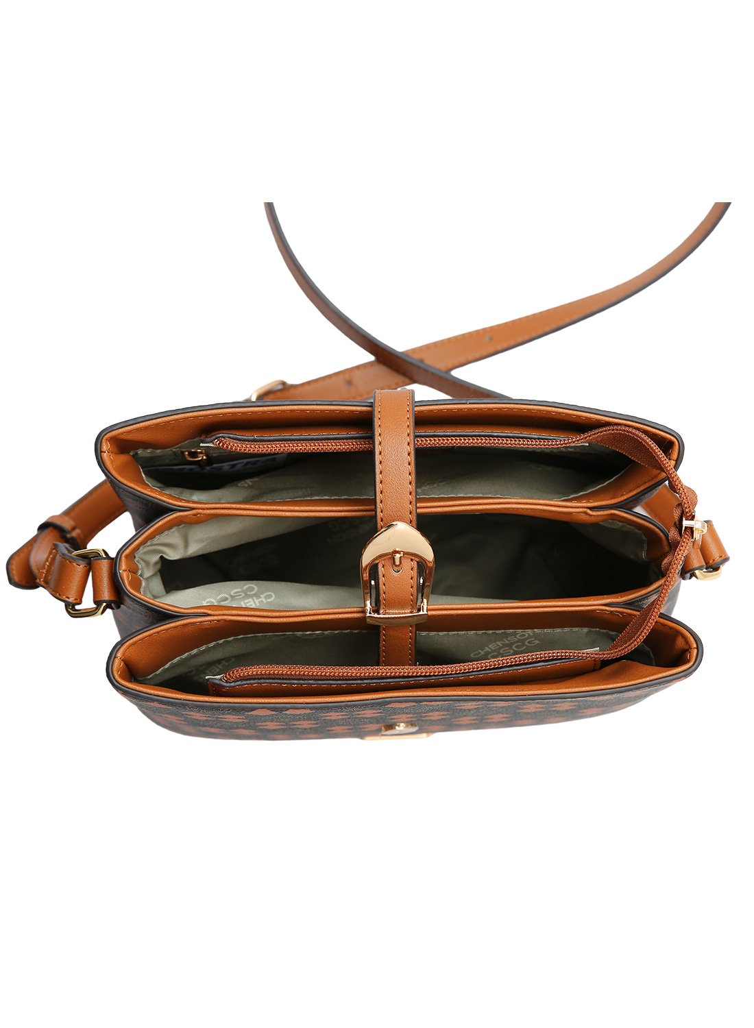 Bolsa Transversal Cafe - Chenson New Elemento Grafico Marrom 4