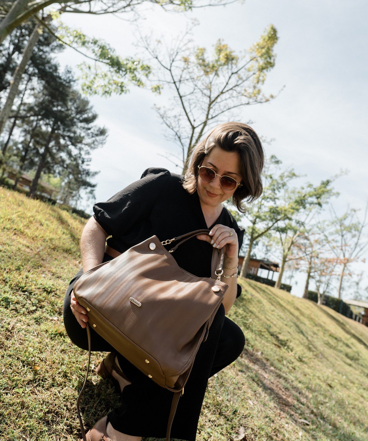 Bolsa Chenson Cafe Waves Alca de Mao Feminina Marrom 4