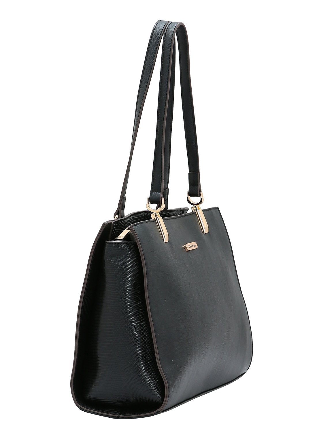 Bolsa Preta Chenson Detalhe Croco Alca de Ombro Preto 2