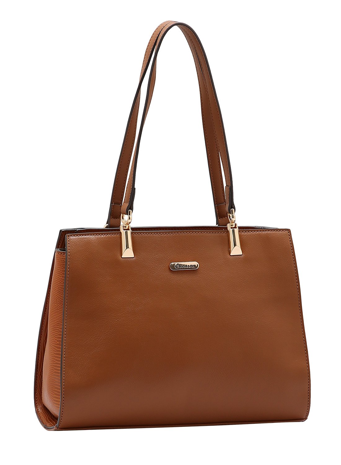 Bolsa Alca de Ombro Marrom Chenson Detalhe Croco