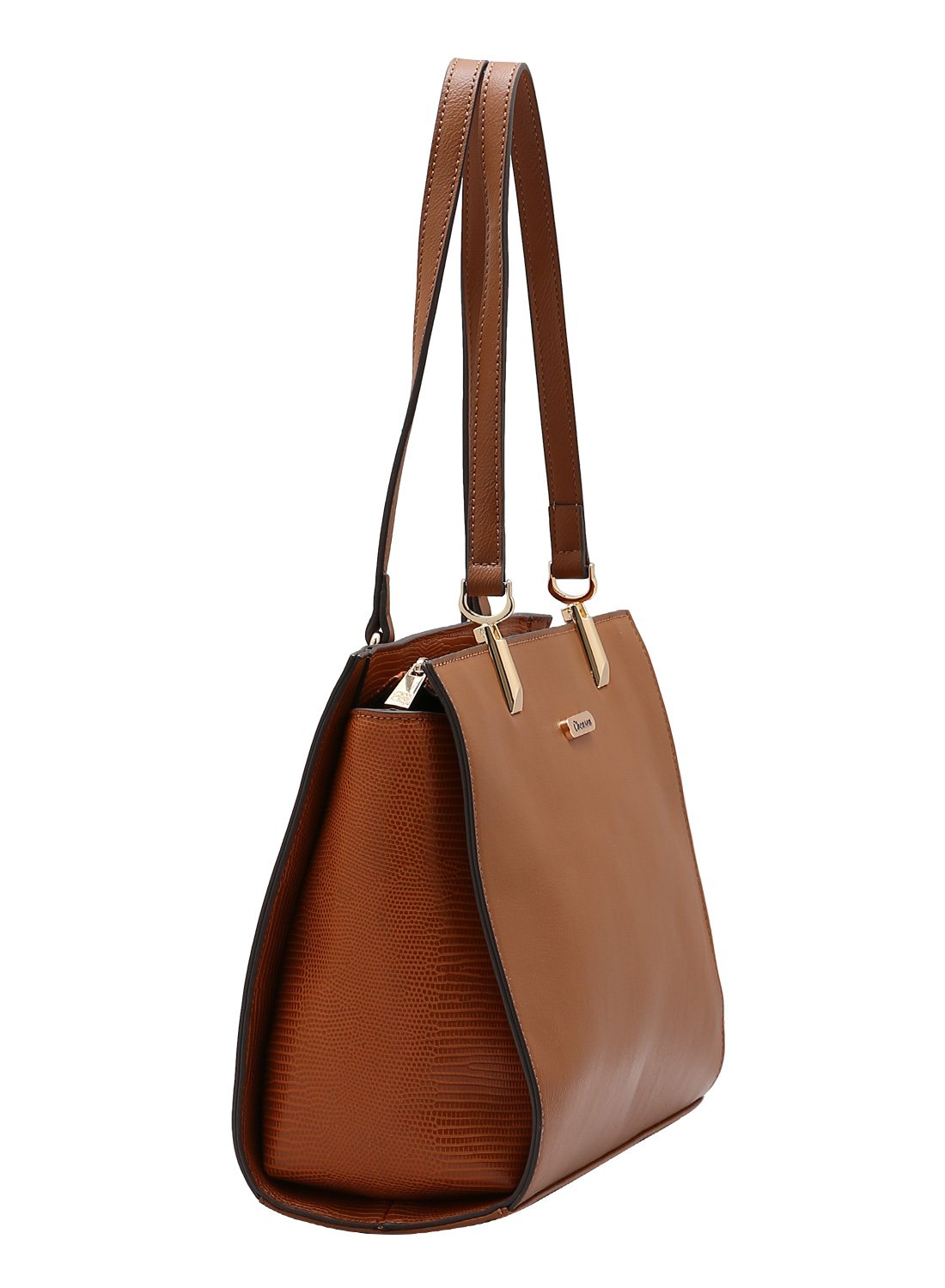 Bolsa Alca de Ombro Marrom Chenson Detalhe Croco Marrom 2