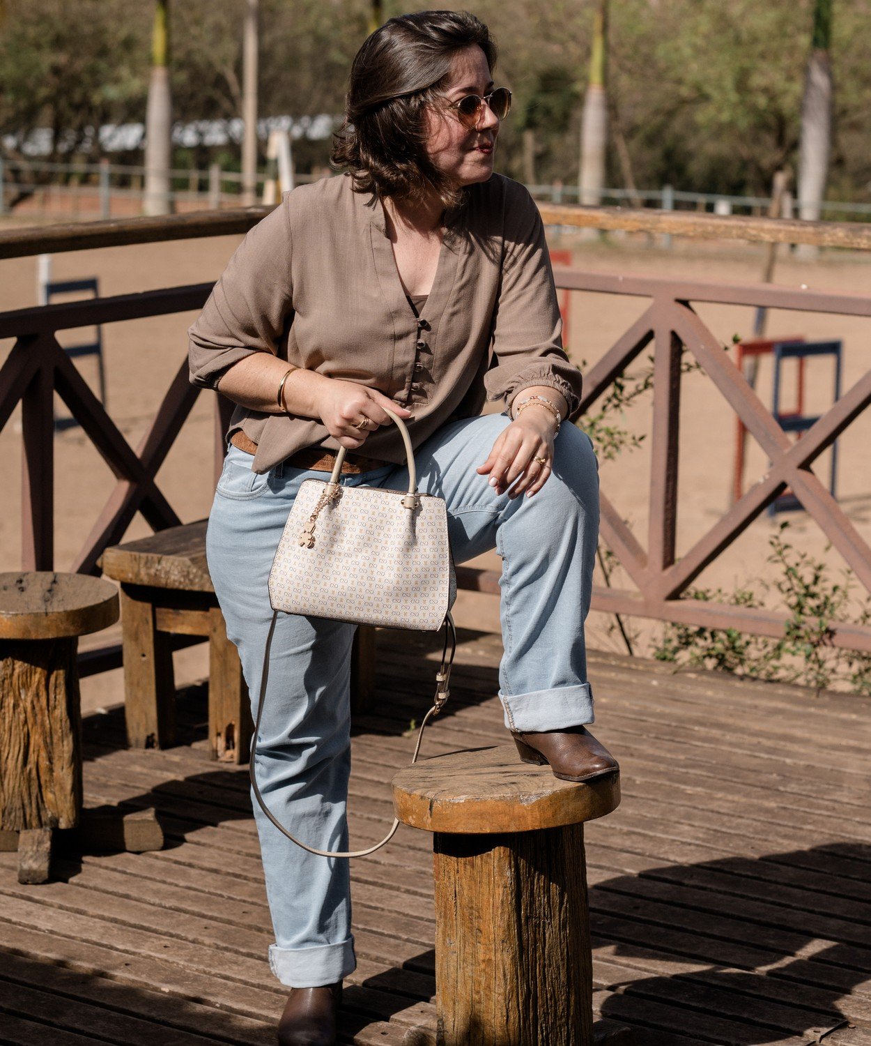 Bolsa Feminina Chenson Monograma Baby Urso Natural Bege 5