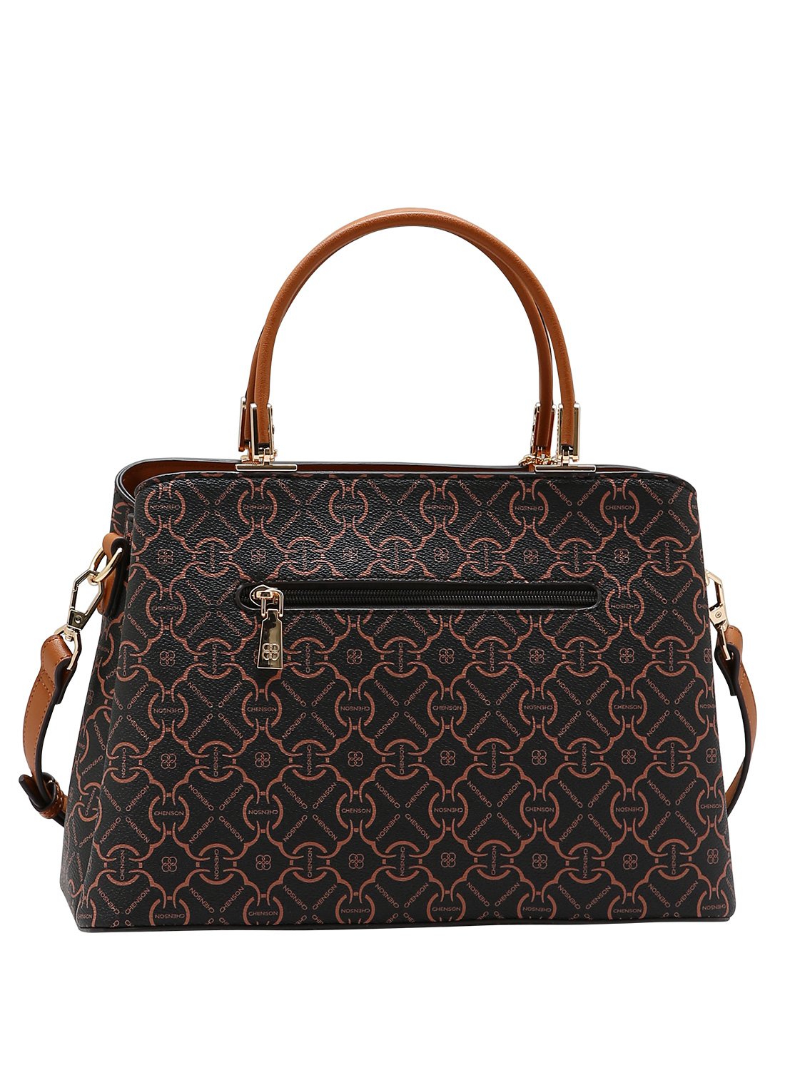 Chenson Bolsa Feminina Classic Cristal Estruturada Casual Cafe Marrom 6