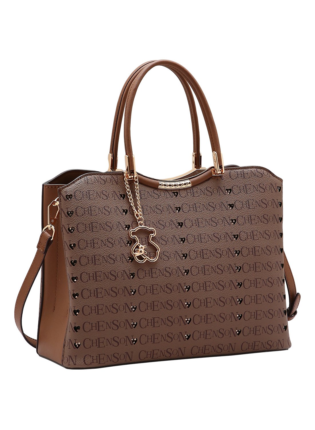 Bolsa Feminina Chenson Cristal Monograma Coracao Cafe