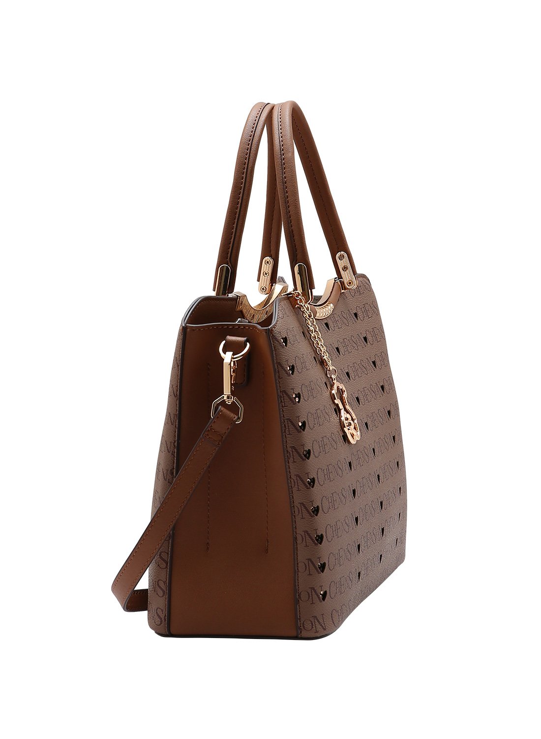 Bolsa Feminina Chenson Cristal Monograma Coracao Cafe Marrom 2