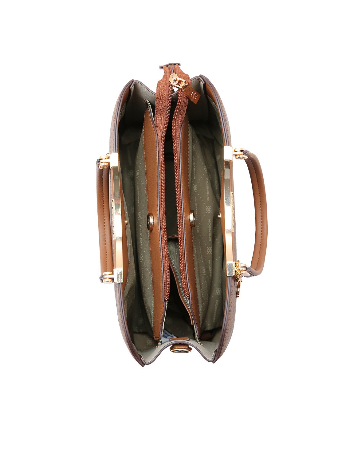 Bolsa Feminina Chenson Cristal Monograma Coracao Cafe Marrom 4