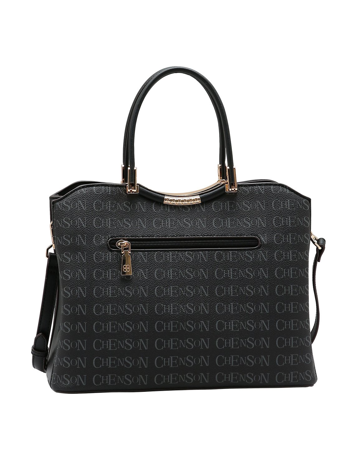 Bolsa Chenson Original Cristal Monograma Coracao Preta Preto 6