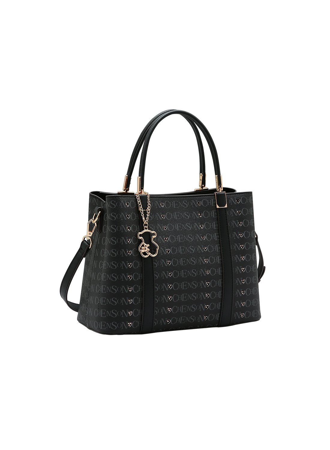 Bolsa Chenson Original Cristal Monograma Coracao Preta