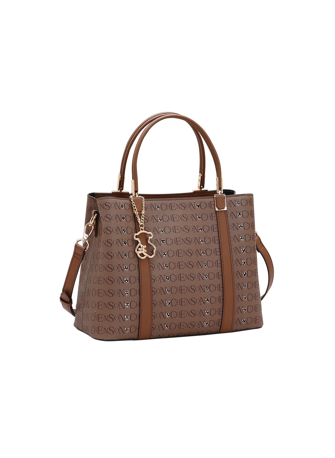 Bolsa Chenson Feminina Cafe Cristal Monograma Coracao Marrom 2