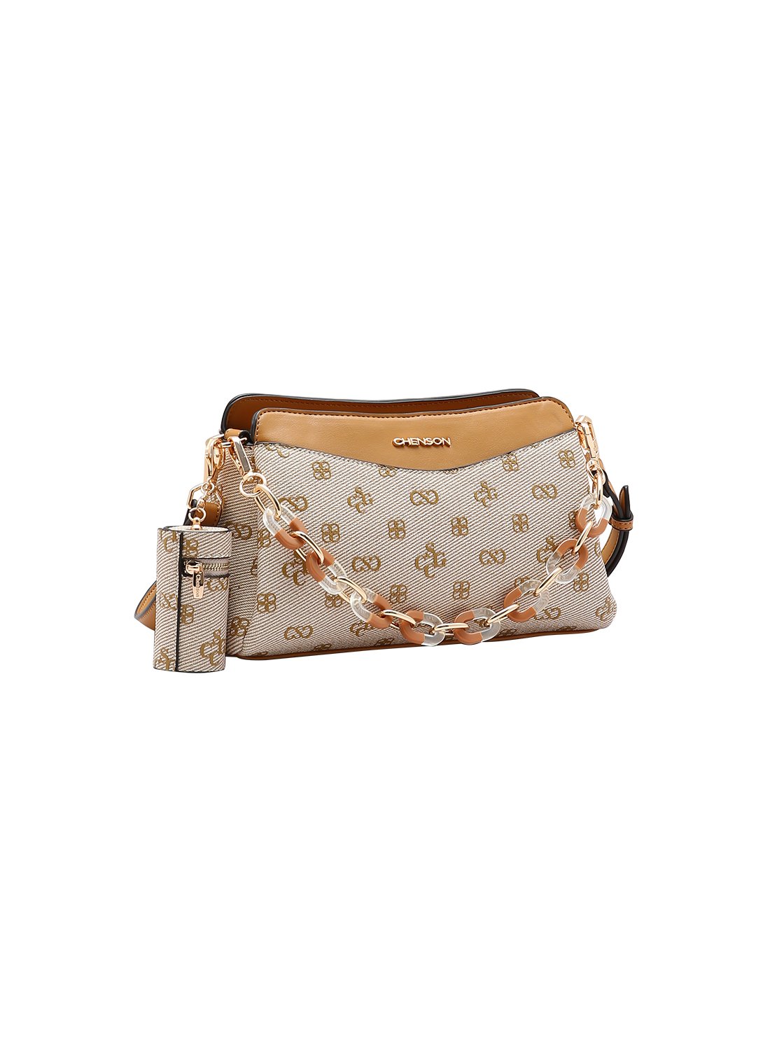 Bolsa Feminina Chenson Monograma Atemporal Bege Transversal