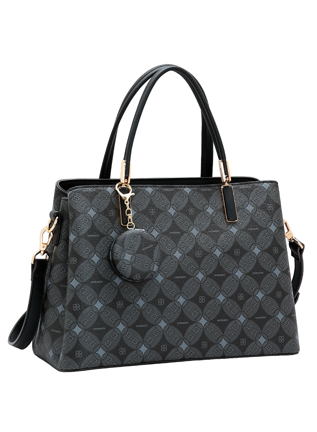 Bolsa Chenson Original Monograma Contemporaneo - Preta Alca de Mao Preto 6