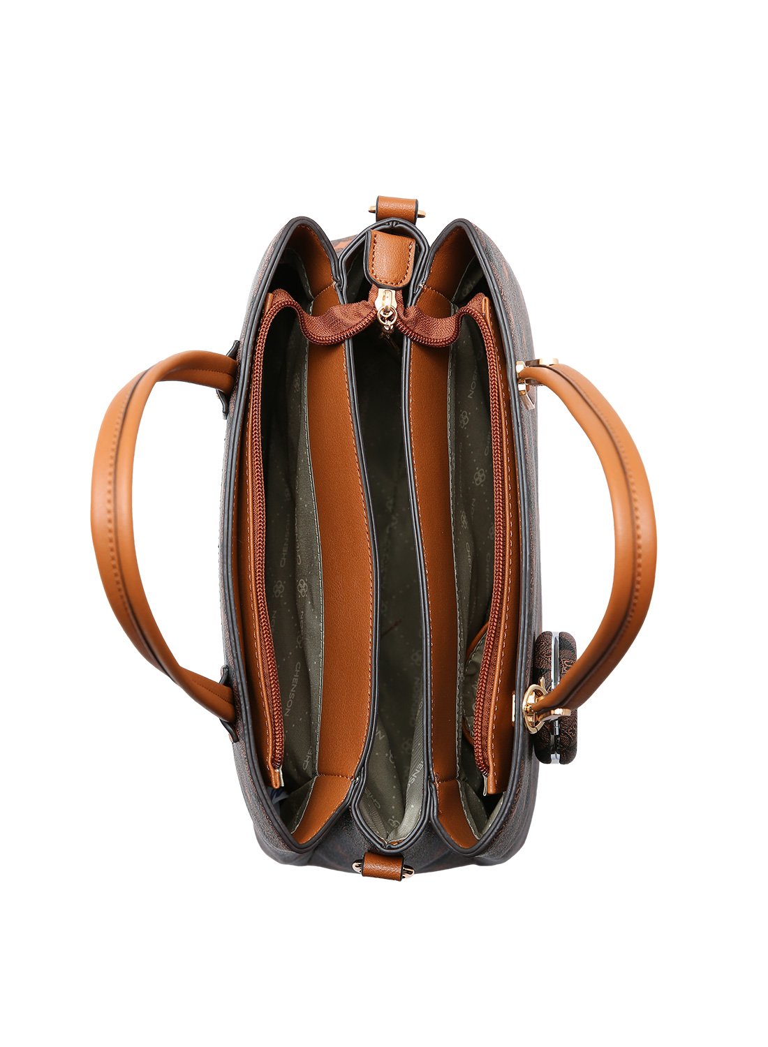 Bolsa Chenson Feminina Cafe Monograma Contemporaneo Alca de Mao Marrom 4