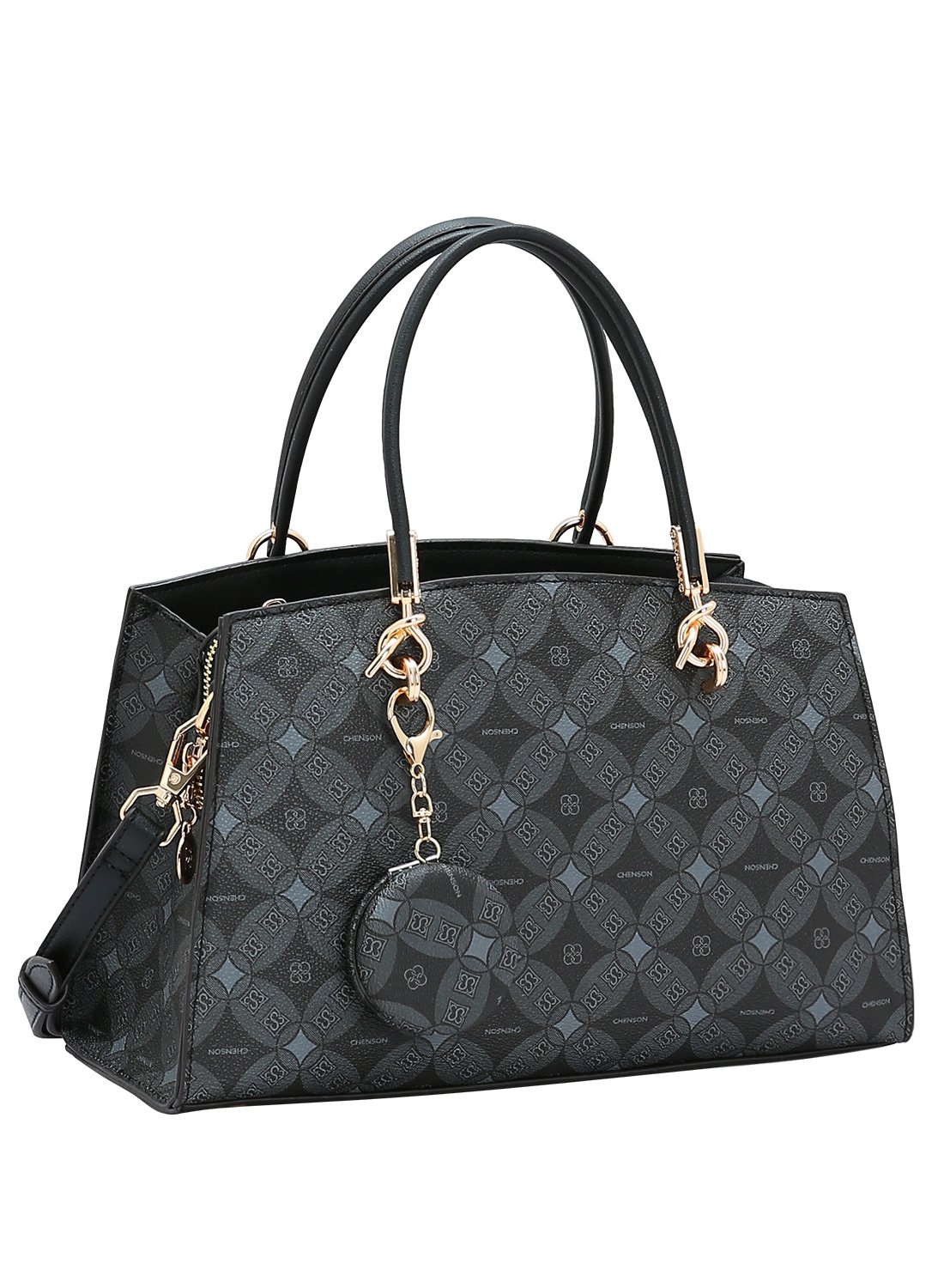 Bolsa Feminina Chenson Original Preta Monograma Contemporaneo Alca de Mao