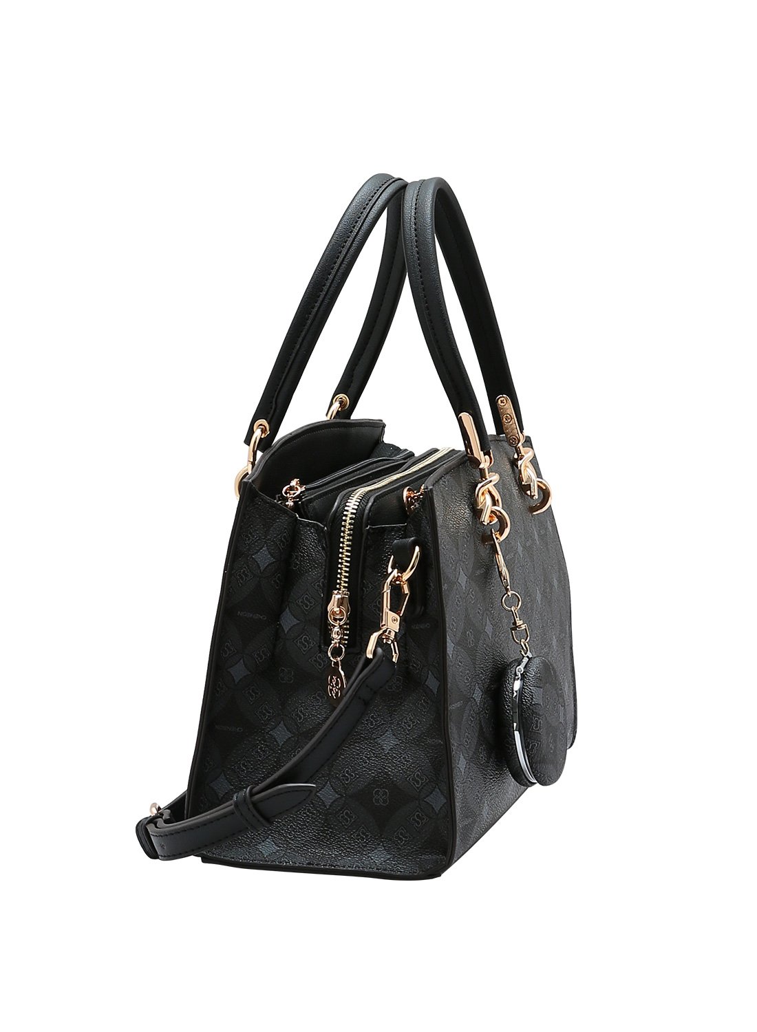 Bolsa Feminina Chenson Original Preta Monograma Contemporaneo Alca de Mao Preto 2