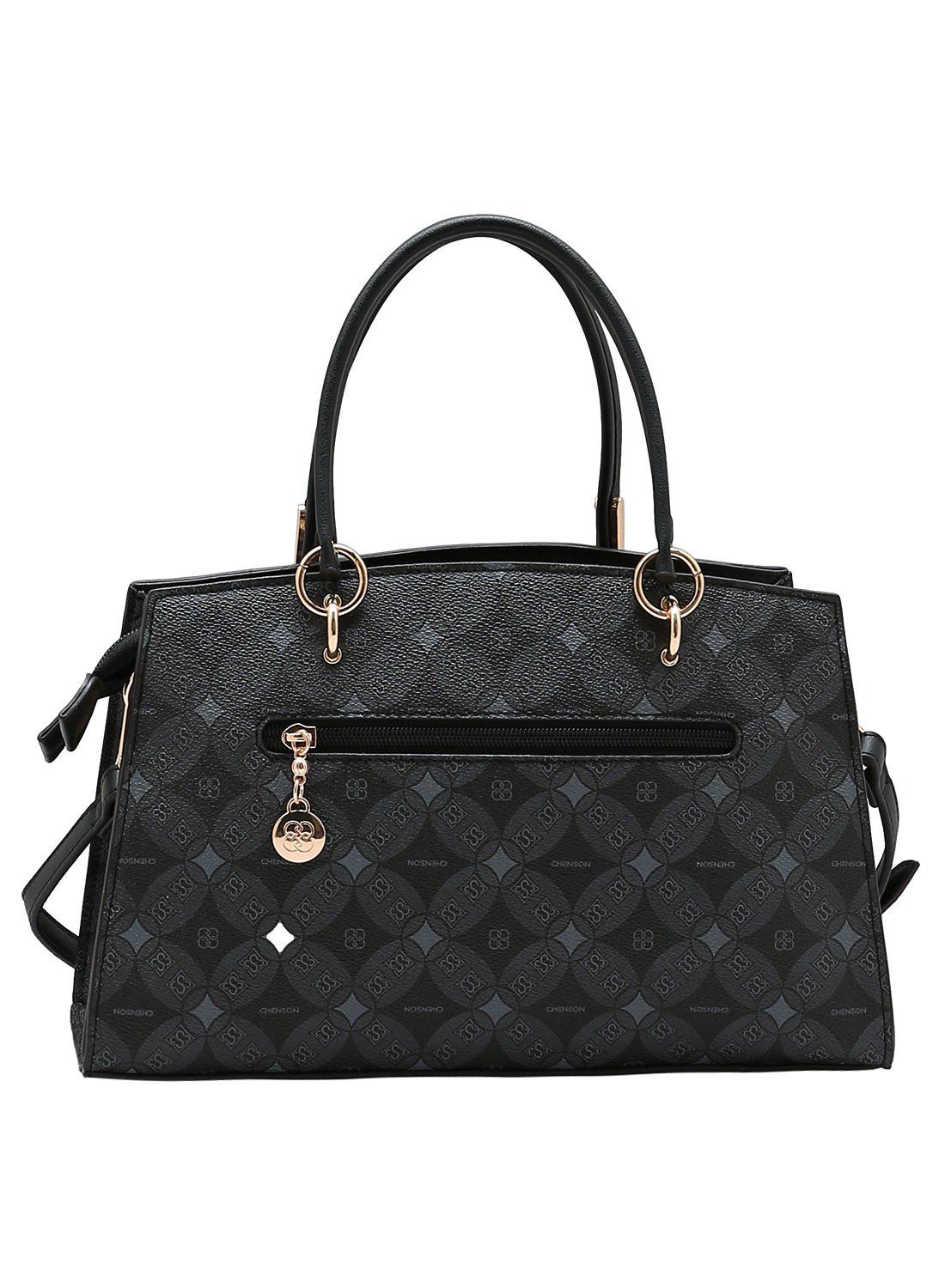 Bolsa Feminina Chenson Original Preta Monograma Contemporaneo Alca de Mao Preto 6