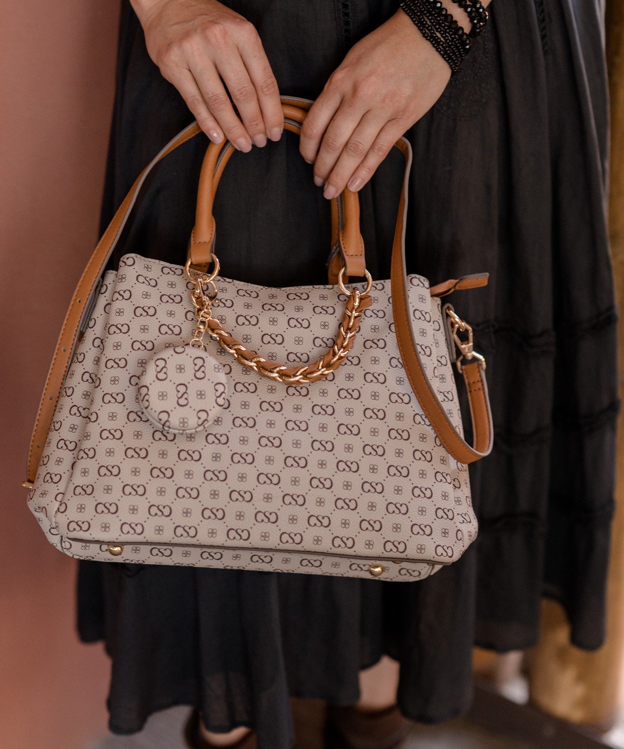 Bolsa Chenson Original Feminina Cafe - Monograma Elegance Alca de Mao Marrom 2