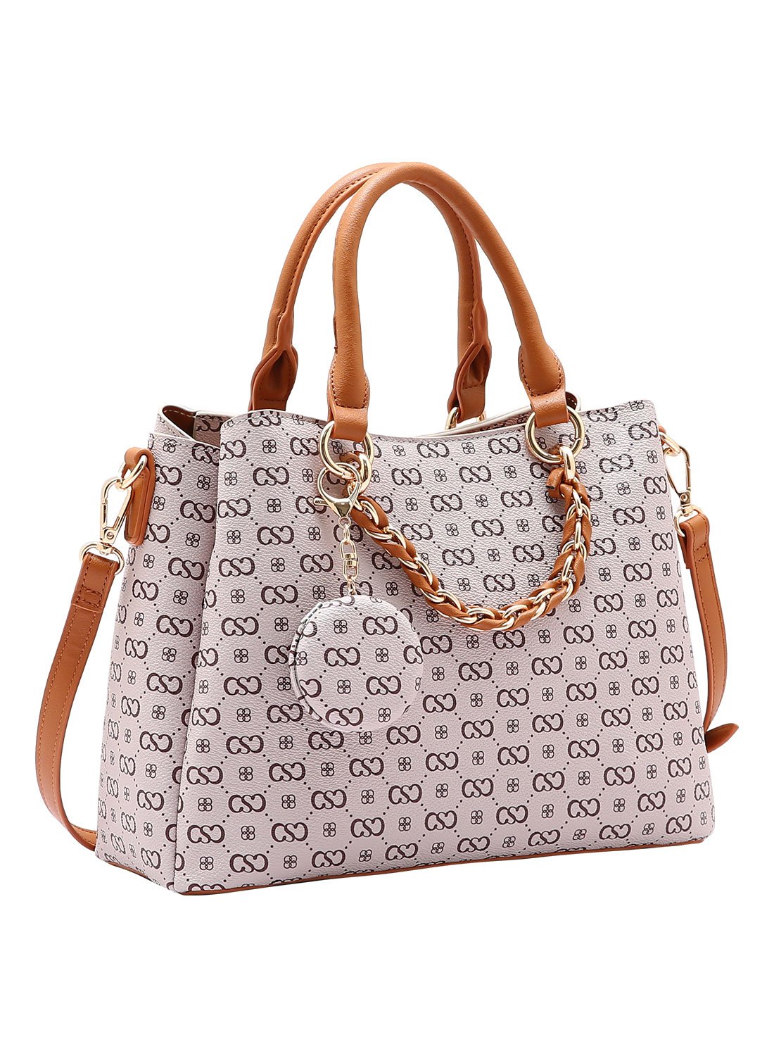 Bolsa Feminina Chenson Original Monograma Elegance - Bege  Alca de Mao