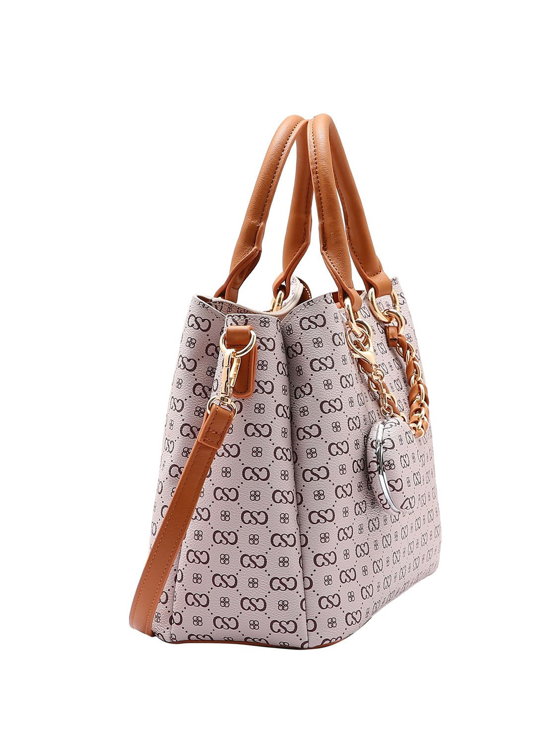 Bolsa Feminina Chenson Original Monograma Elegance - Bege Alca de Mao Bege 3
