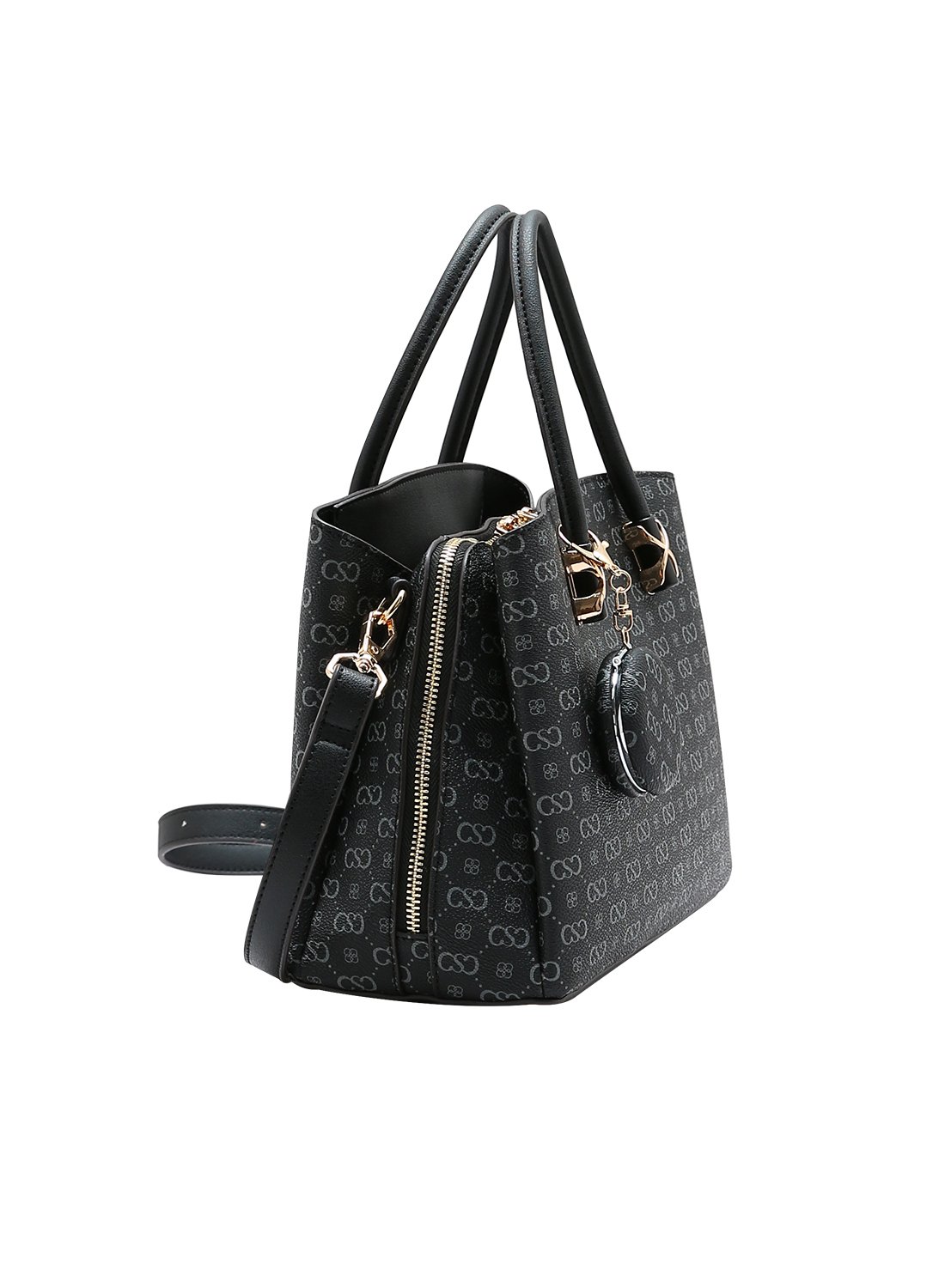 Bolsa Feminina Chenson Original Monograma Elegance - Preta Alca de Mao Preto 2