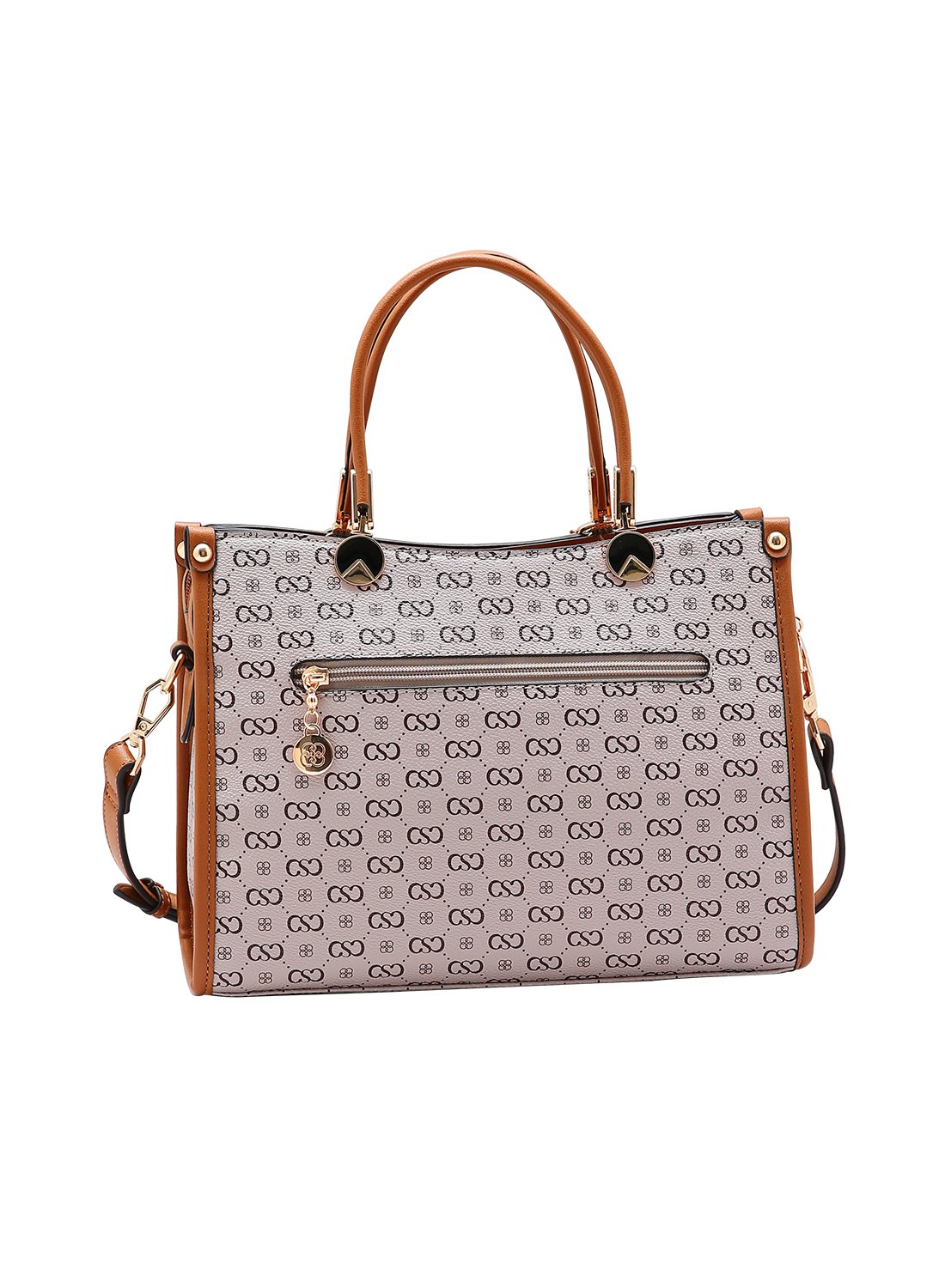 Bolsa Chenson Feminina Bege Original Monograma Elegance - Alca de Mao Bege 5