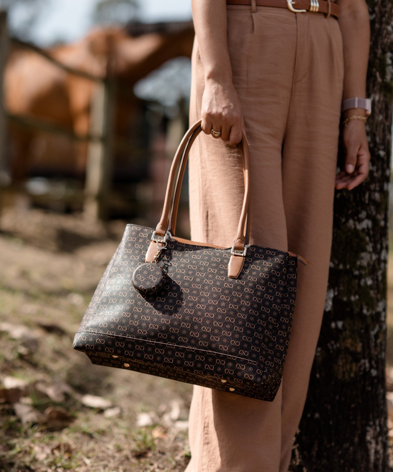 Bolsa Feminina Chenson Monograma Elegance Bege Alca de Ombro Bege 3