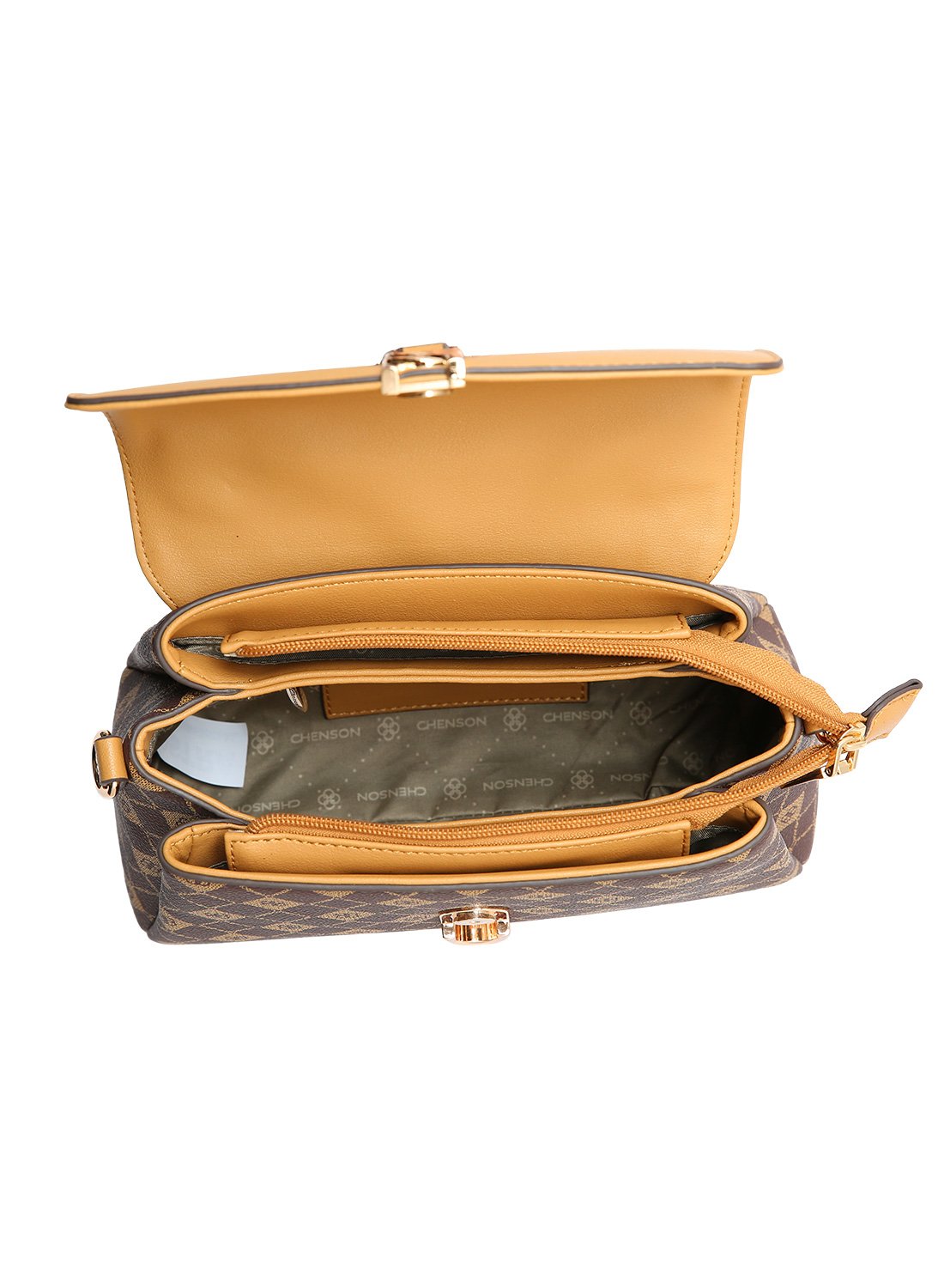 Bolsa Alca Transversal Cafe Chenson Original - Monograma Elemento Grafico Marrom 4