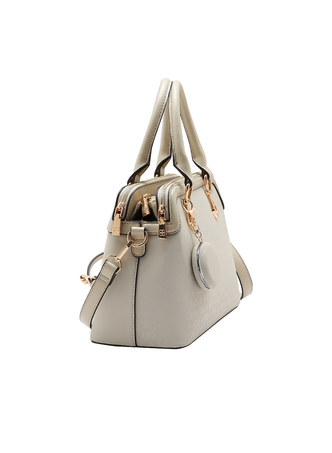 Bolsa Feminina Nude Original Chenson - Relevo Monograma - Alca de Mao Bege 3